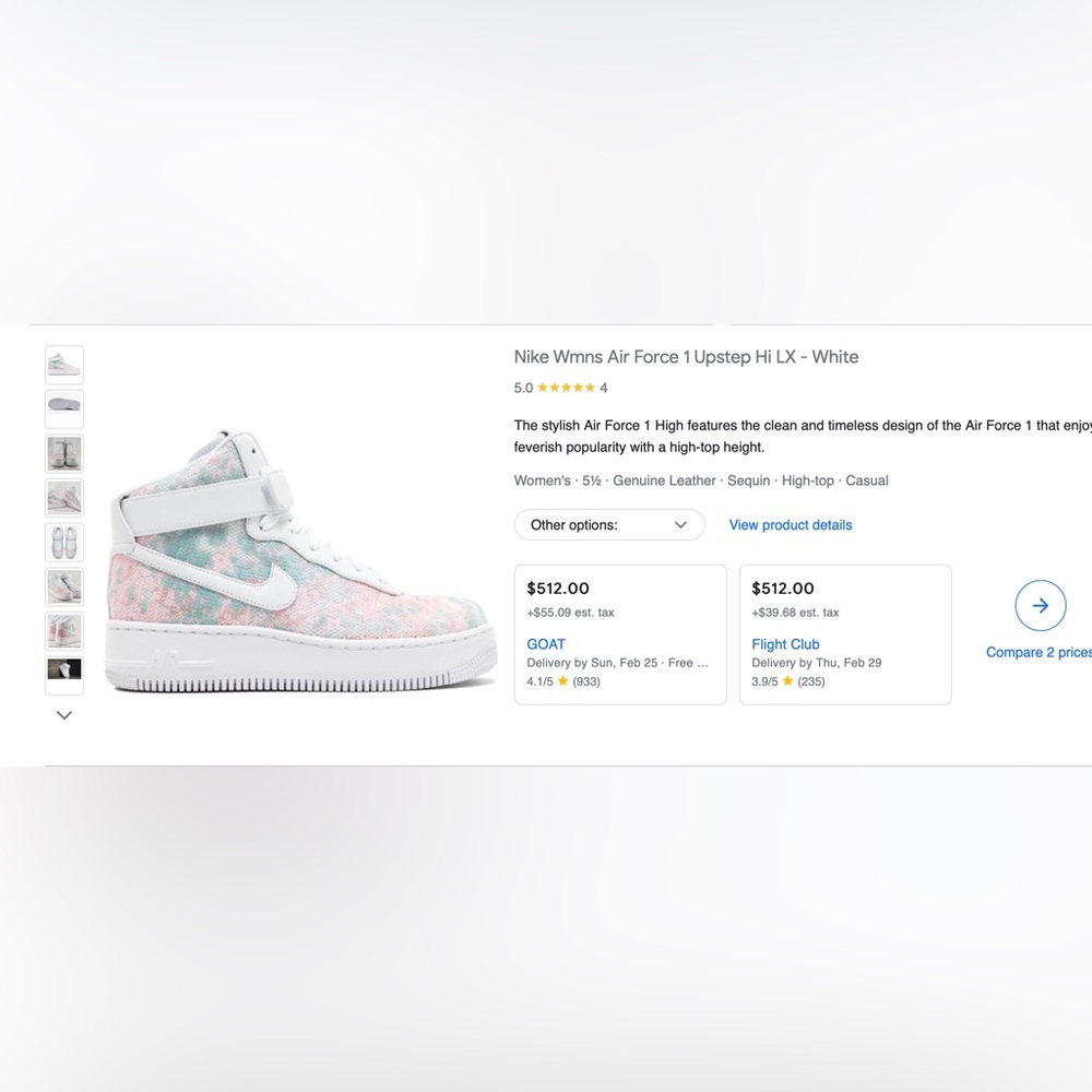 NIKE Airforce 1 UPSTEP Hi LX Size 8.5